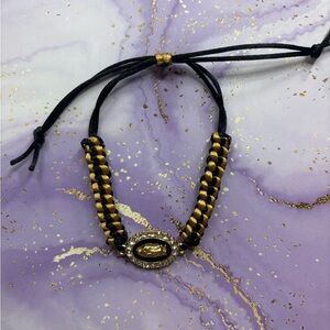 Handmade black Virgin Mary adjustable bracelet